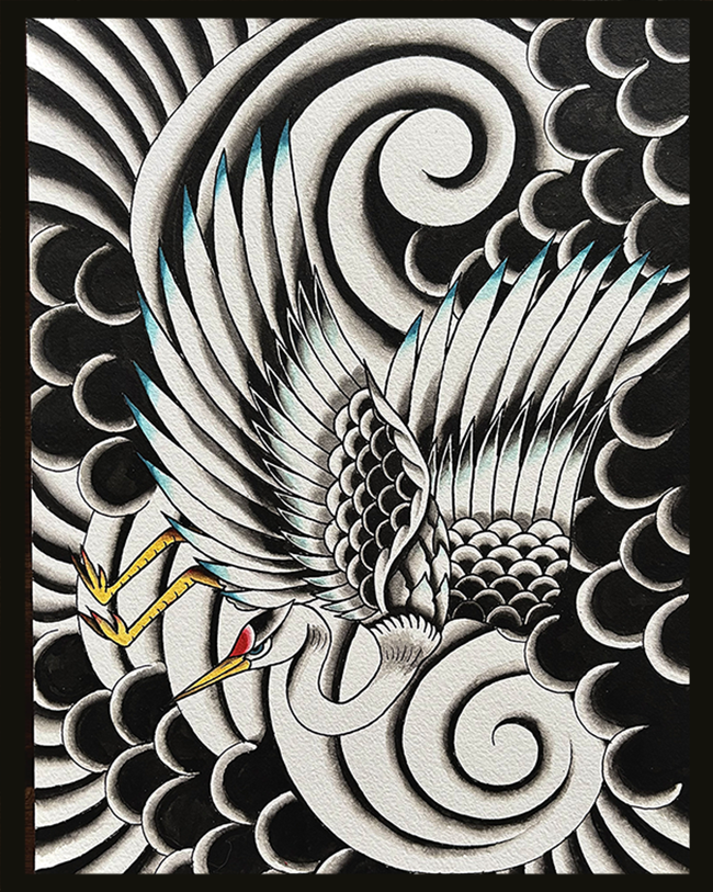 Painting of a crane